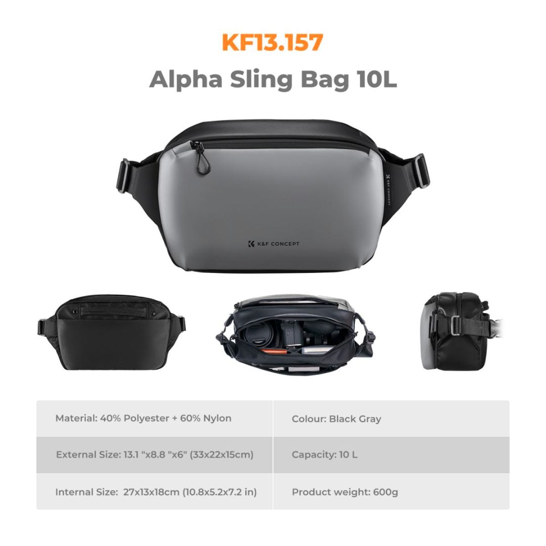 K&F Concept Alpha Sling Bag 10L Urban Wander 01 (Siva) KF13.157 - 7